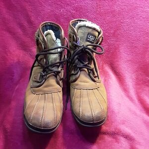 UGG Women Duck Brown Leather Boots